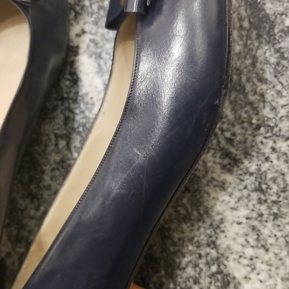 Navy Blue Bows on Toes Salvatore Feragamo 9AAA - Picture 4 of 13